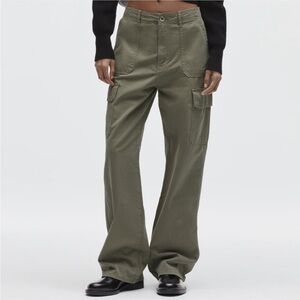ZARA TRF Straight Cargo Pants - Dark Khaki